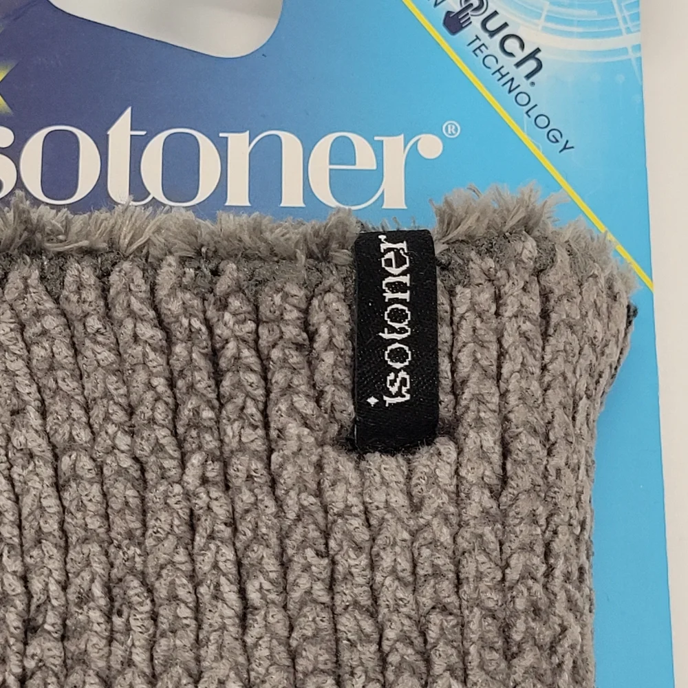 Isotoner Gloves Chrome Gray Chenille Knit Smart Touch Tech Women's One Size NEW